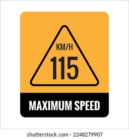 115 kmh Isolated Road Maximum Speed limit sign icon on white background vector illustration.