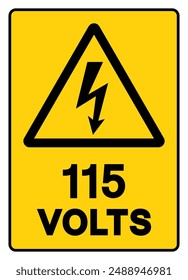 115 Volts Tag Symbol Sign,Vector Illustration, Isolate On White Background Label. EPS10