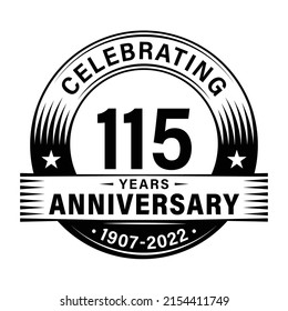 115 years anniversary celebration design template. 115th logo vector illustrations.