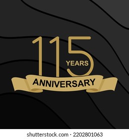 115 Years Anniversary Celebration. Design 115th anniversary celebration. design golden on black background. Vector Template Design Illustration