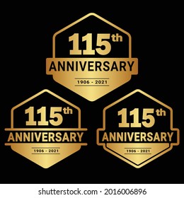 115 years anniversary celebration logotype. 115th anniversary logo collection. Set of anniversary design template. Vector and illustration.