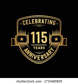 115 years anniversary celebration shield design template. 115th anniversary logo. Vector and illustration.