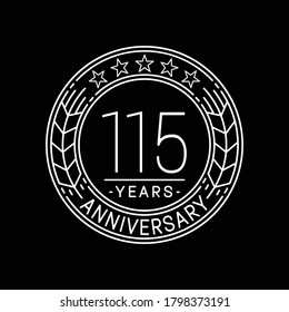 115 years anniversary logo template. 115th line art vector and illustration.