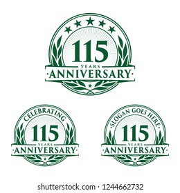 115 years anniversary set. 115th celebration logo collection. Vector and illustration. 