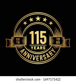 115 years logo design template. 115th anniversary vector and illustration.