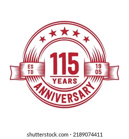 115 Jahre Logo-Design-Vorlage. 115. Jubiläum Vektorgrafik und Illustration.