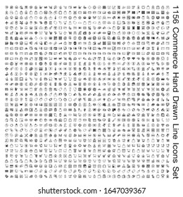 1156 Commerce Hand drawn icon set