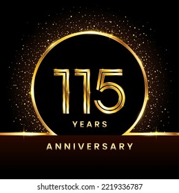 115th Anniversary Logotype. Golden Anniversary template design for celebration event, invitation card, greeting card, flyer, banner, poster, double line logo, vector illustration