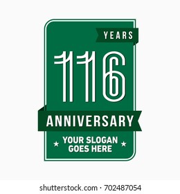 116 years anniversary design template. Vector and illustration.