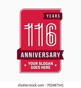 116 years anniversary design template. Vector and illustration.