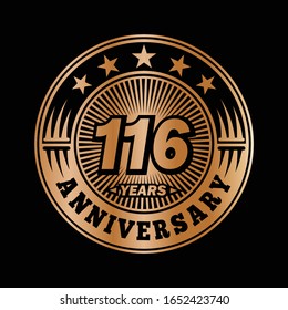 116 Jahre Jubiläum. Jubiläum Logo-Design. Vektorillustration und Illustration.