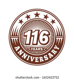 116 Jahre Jubiläum. Jubiläum Logo-Design. Vektorillustration und Illustration.
