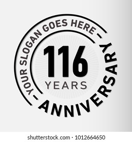 116 years anniversary logo template. Vector and illustration.