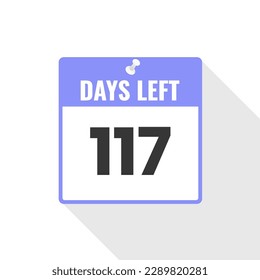 Icono de ventas de cuenta regresiva 117 días a la izquierda. Faltan 117 días para ir Banner promocional