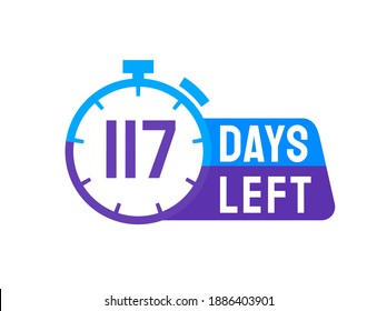 117 Tage Links Etiketten auf weißem Hintergrund. Linkes Days-Symbol