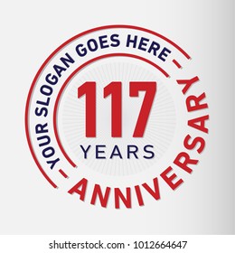 117 years anniversary logo template. Vector and illustration.