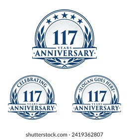 117 years anniversary set. 117th celebration logo collection. Vector and illustration. 