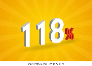 118% discount 3D text for sells and promotion.