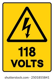 118 Volts Tag Symbol Sign,Vector Illustration, Isolate On White Background Label. EPS10