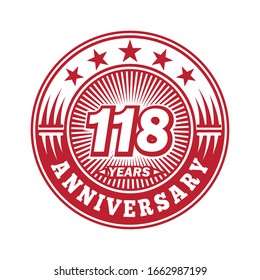 118 years anniversary. Anniversary logo design. Vector and illustration.