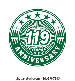 119 years anniversary. Anniversary logo design. Vector and illustration.