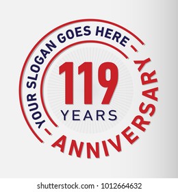 119 years anniversary logo template. Vector and illustration.