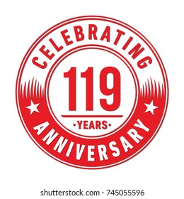 119 years anniversary logo template. Vector and illustration.