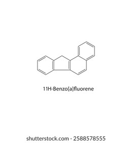 11H-Benzo[a]fluorene skeletal structure.Polycyclic Aromatic Hydrocarbon compound schematic illustration. Simple diagram, chemical formula.