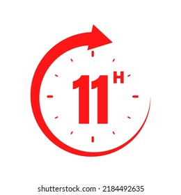 11hours, icon symbol red, time, o'clock