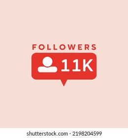 11K Follower Social Media Icon Vector Thank You