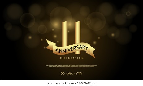 11th anniversary background with illustrations of numbers in a circle with writing on the ribbon.