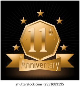 Vector del logotipo de la celebración del 11º aniversario