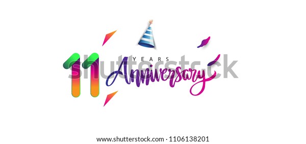 11th Anniversary Celebration Logotype Anniversary Calligraphy 스톡 벡터(로열티 프리) 1106138201