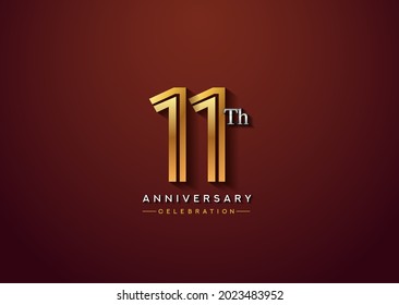 11th anniversary celebration logotype with linked number gold and silver color isolated on elegant color. vector anniversary for celebration, invitation card, and greeting card
