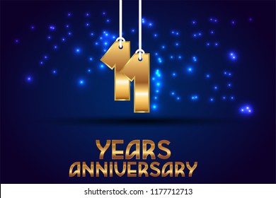 11th Anniversary gold numbers. background for anniversary