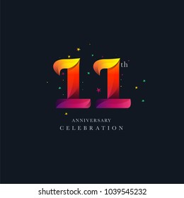 11th Anniversary Logo Design, Number 11 Icon Vector Template.


