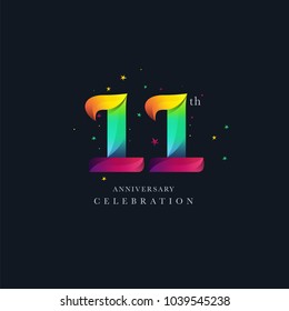 11th Anniversary Logo Design, Number 11 Icon Vector Template.


