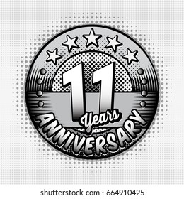 11th anniversary logo. Vector and illustrations. Comics anniversary logo.