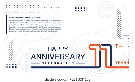 Diseño de plantillas de 11º aniversario con fondo abstracto, plantilla vectorial