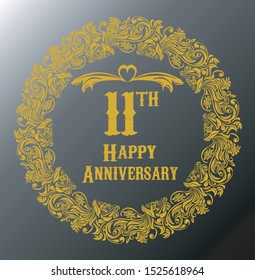 11th anniversary vector design, gray background