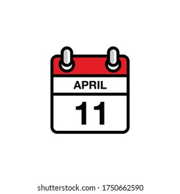 11th of April flat day of the month calendar icon. Date and time schedule concept. Vector illustration design