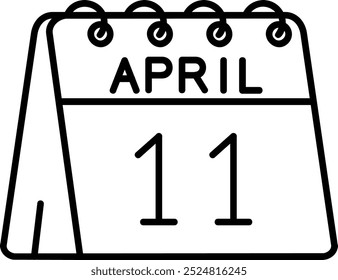 11th of April Line vector Icon Design