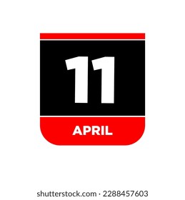 11th April vector icon. 11 April calendar.