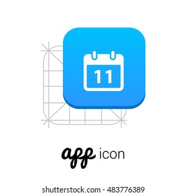 11th Calendar Blue Mobile App UI/UX Button Corporate Logo / Icon Design