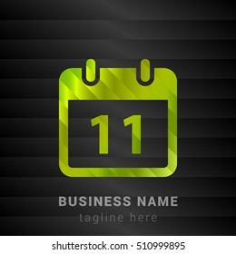 11th Calendar Lime Green and Black silk fashion premium icon / Logo