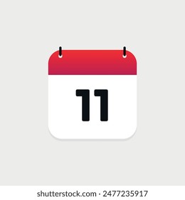Calendario del día 11 del mes. Icono Vector