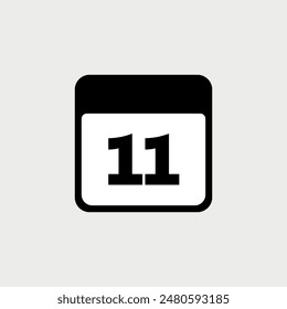 11th day of the month, minimalist calendar. Vector icon