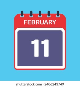 11th February calendar icon. Calendar template for the days of February. vector illustrator.