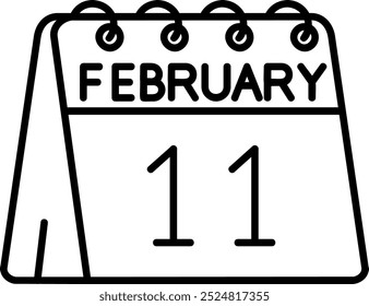 11 de Febrero Línea Vector Icon Design