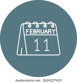 11th of February Line vector Icon Design